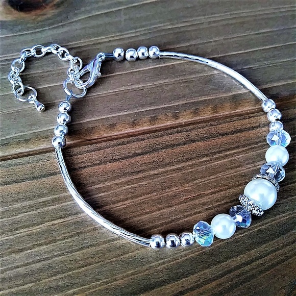 New Pearl & Crystal Bride/Wedding Bracelet - Picture 7 of 8